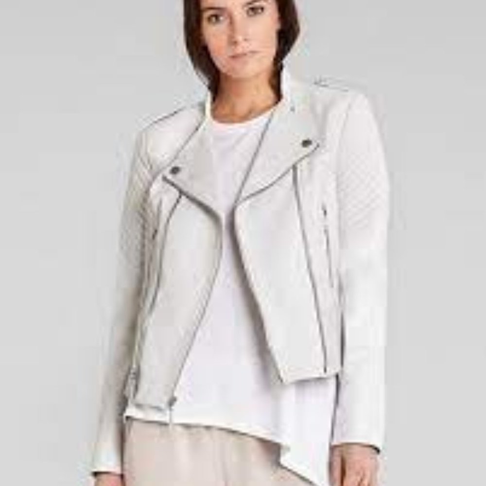 BCBGMAXAZRIA White leather jacket "Jennifer" medium